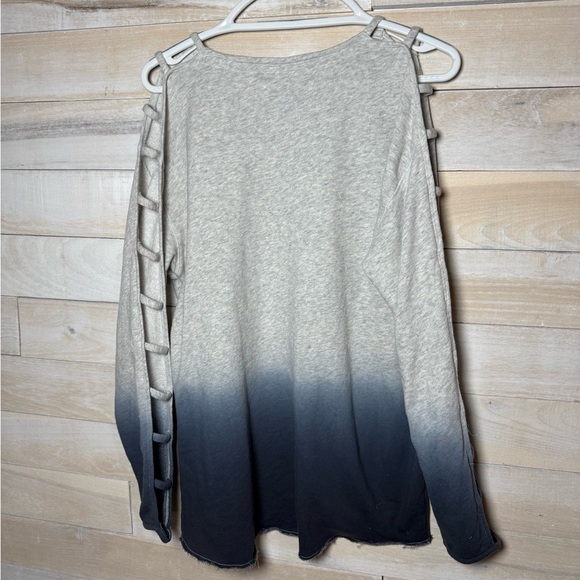 Victoria's Secret PINK Gray/ Blue Ombre Caged Sleeve Sweatshirt Size Small - Picture 6 of 7